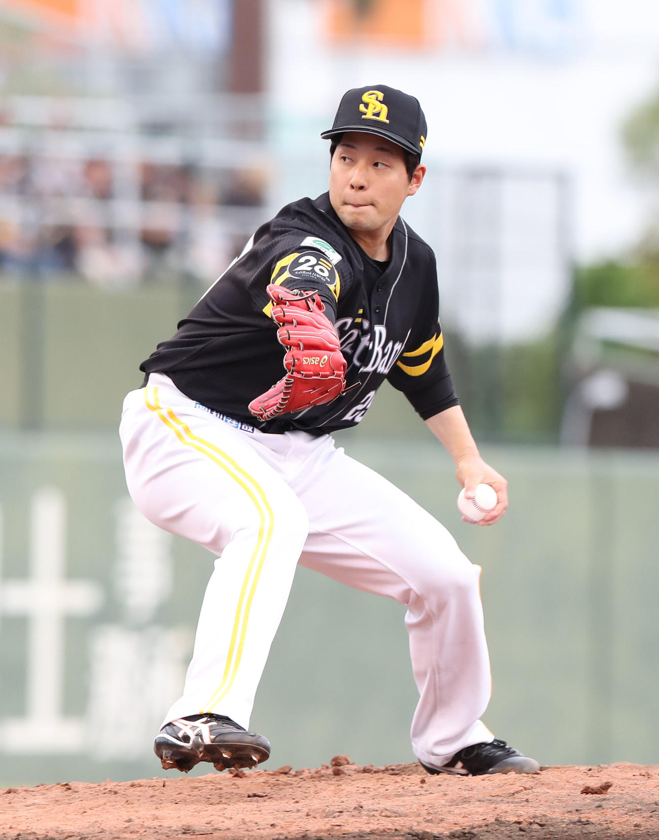 ソフトバンク対オリックス　8回に登板した大江（撮影・梅根麻紀）
