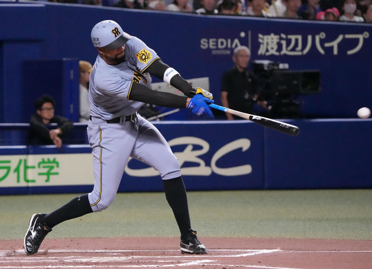 中日対阪神　7回表阪神無死、左二塁打を放つヘルナンデス（撮影・森本幸一）
