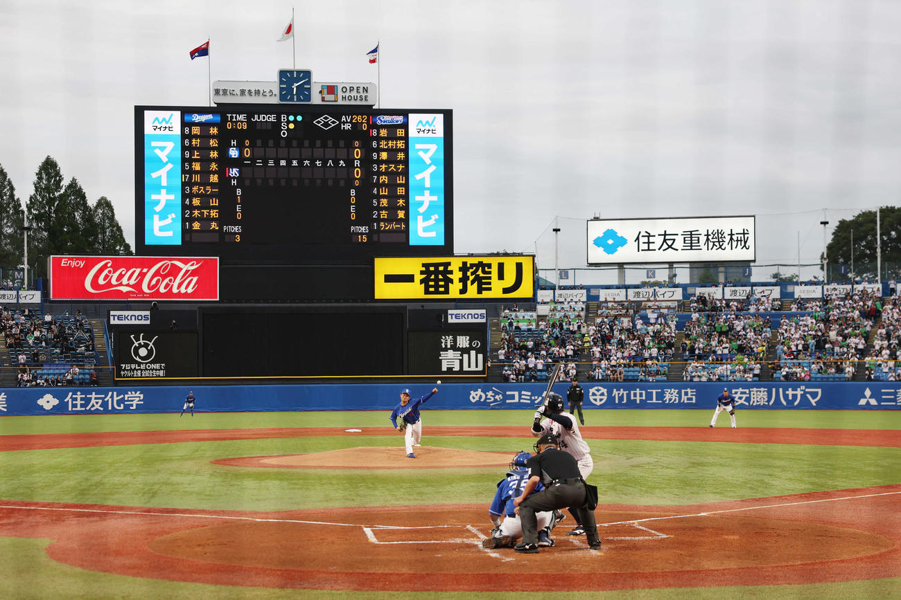ヤクルト対中日　中日先発の金丸（撮影・宮地輝）