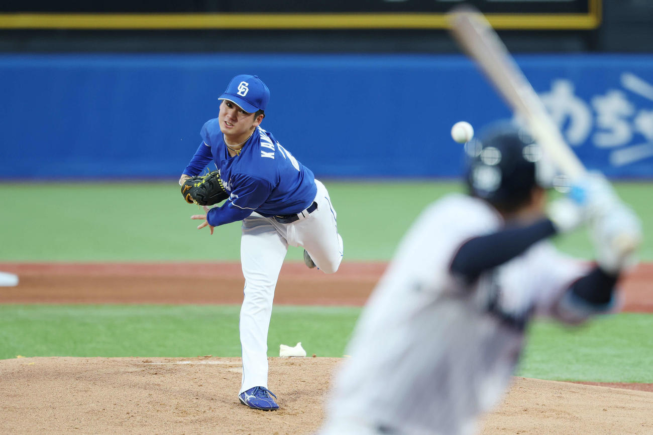 ヤクルト対中日　中日先発の金丸（撮影・宮地輝）
