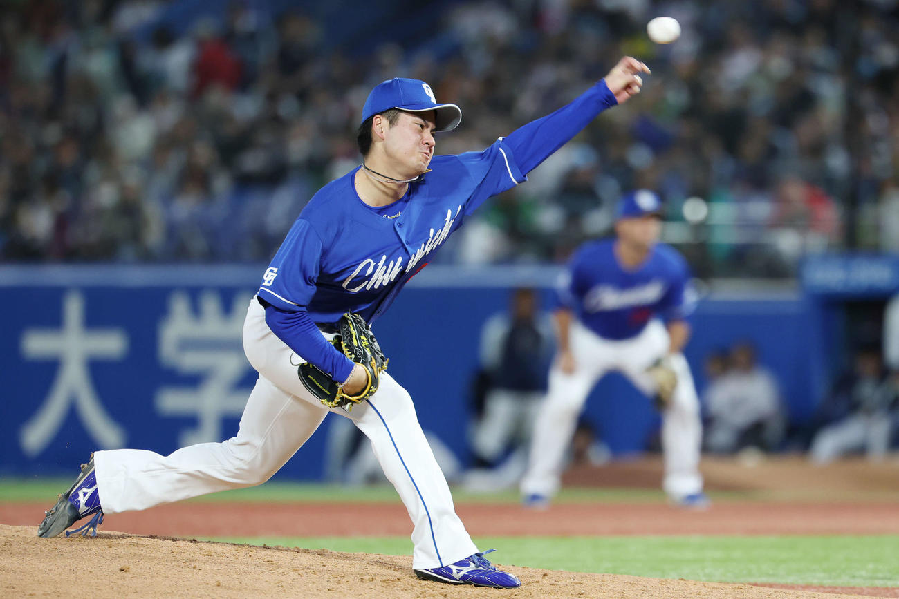 ヤクルト対中日　中日先発の金丸（撮影・宮地輝）