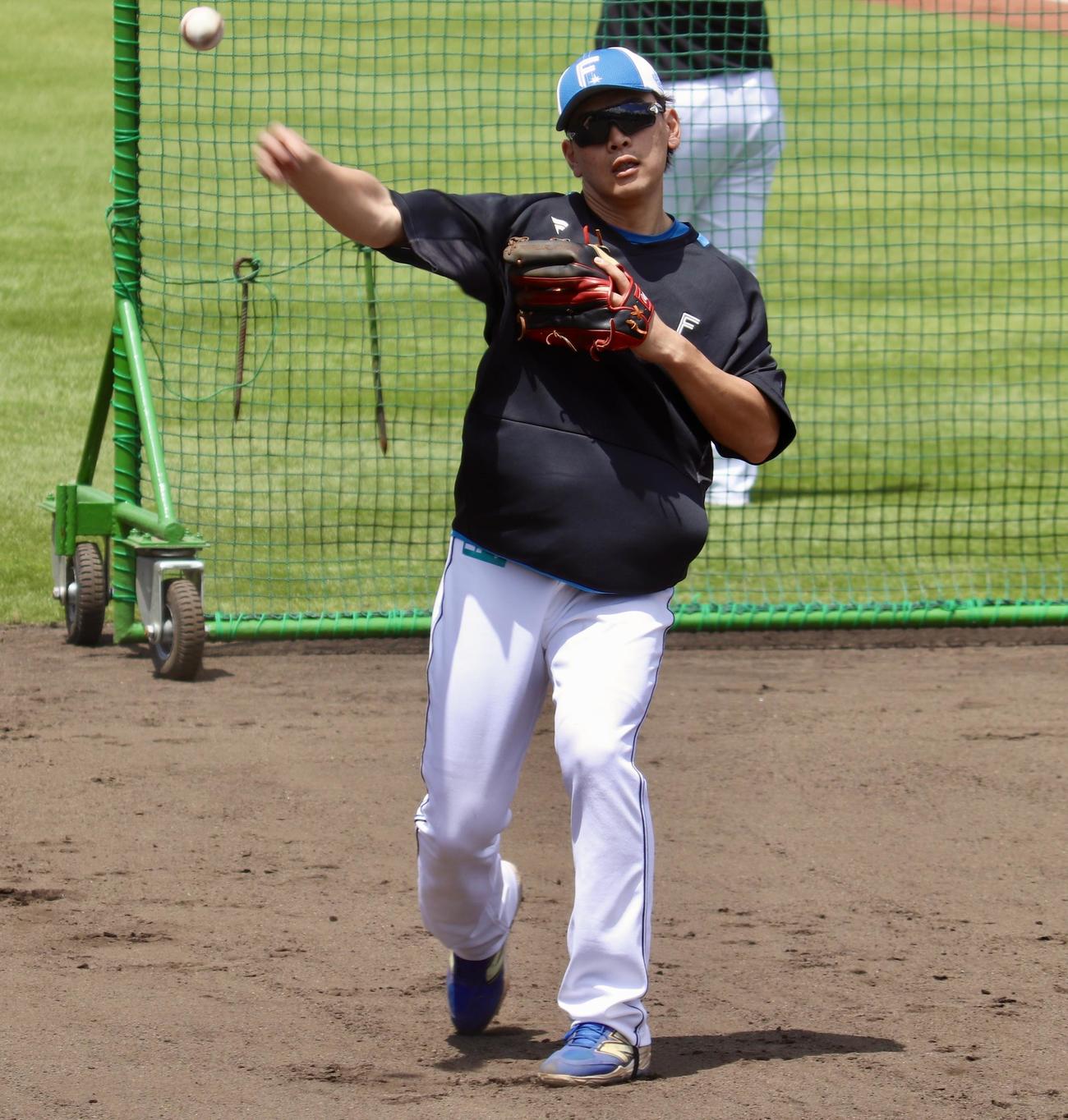 千葉・鎌ヶ谷で調整した日本ハム野村（撮影・黒須亮）