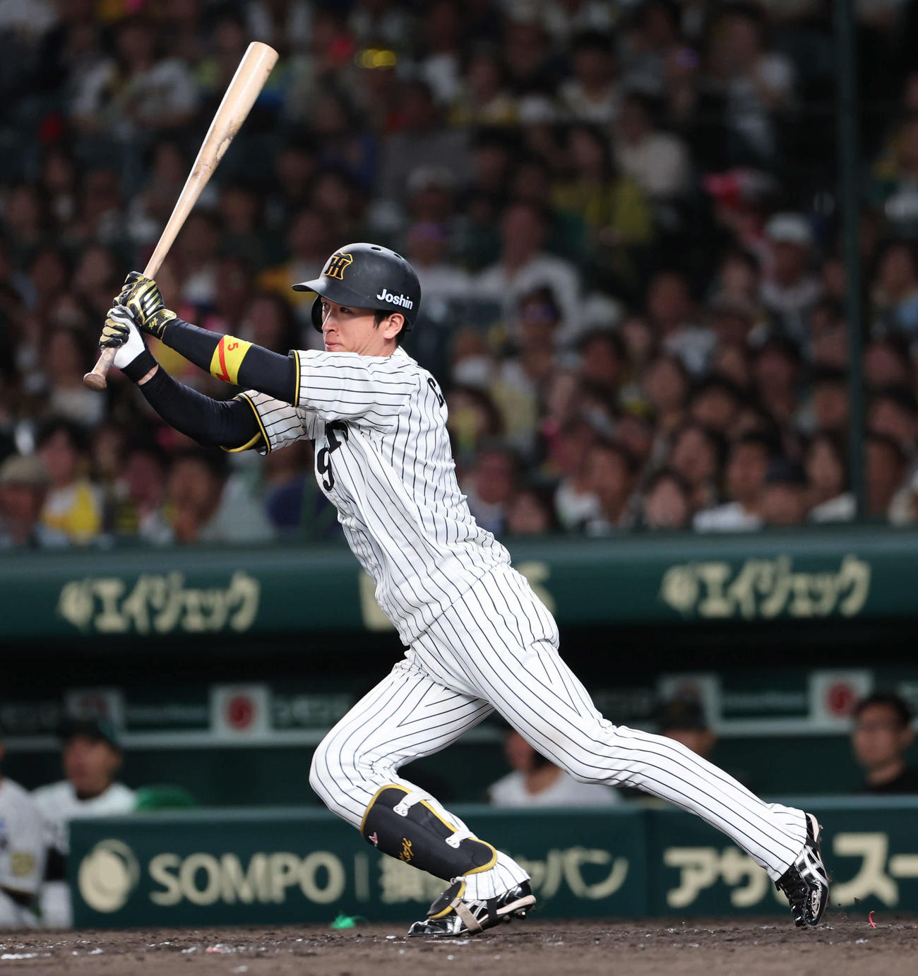 阪神対DeNA 5回裏阪神2死二塁、近本は左前適時打を放つ（撮影・西尾就之）