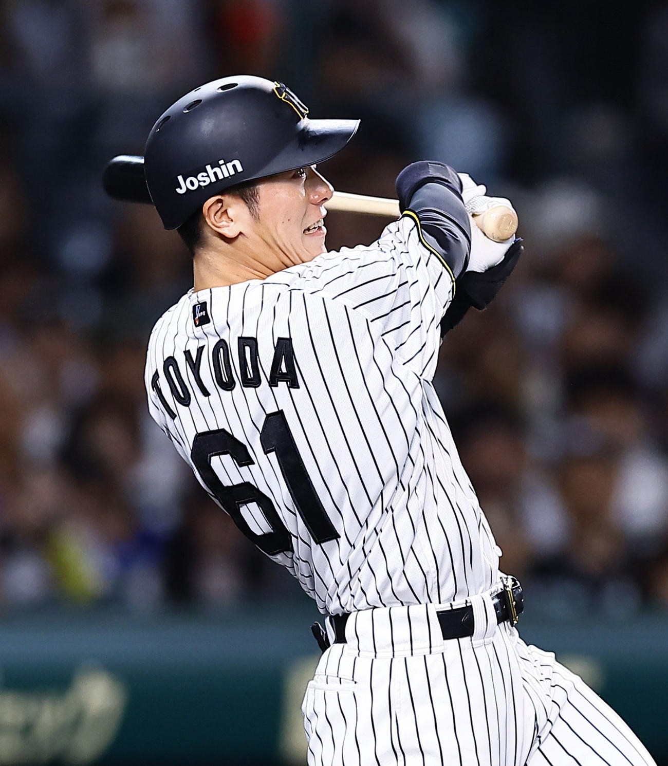 阪神対DeNA 7回裏阪神2死、代打豊田は中前打を放つ（撮影・藤尾明華）