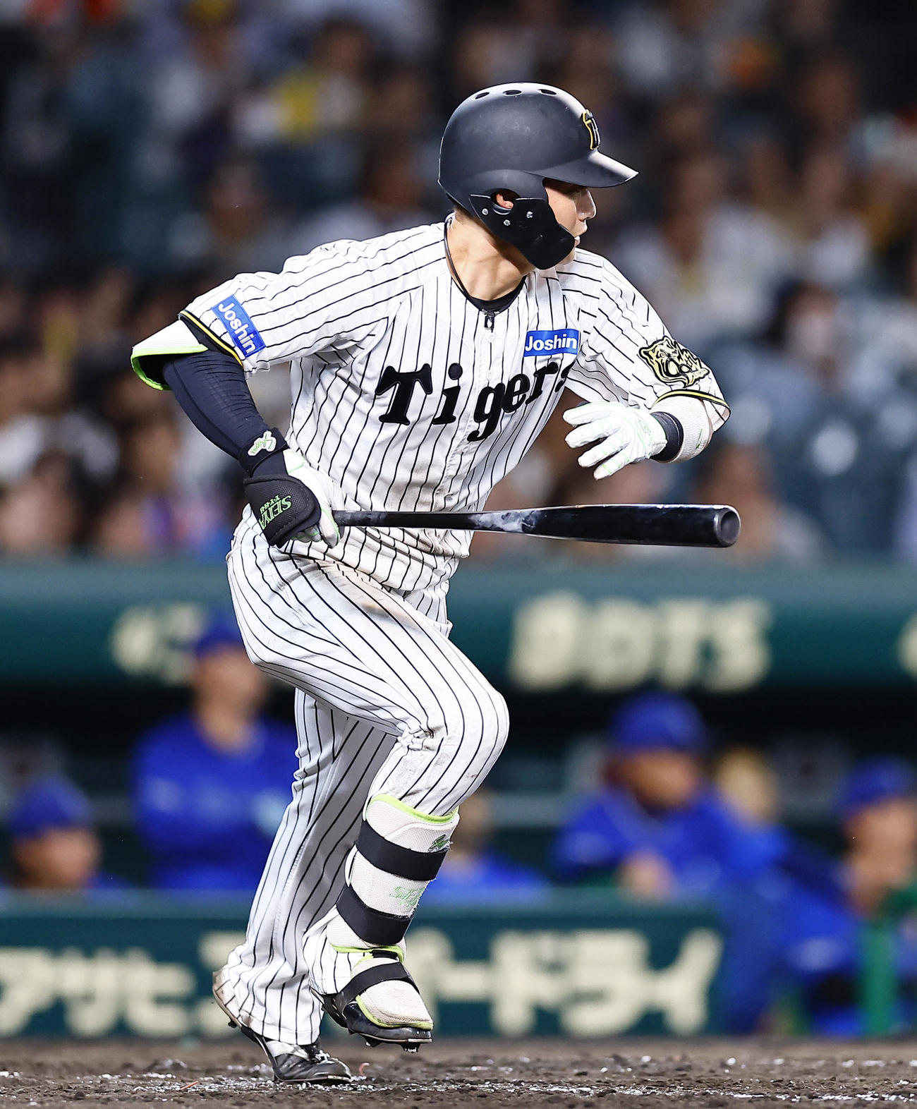 阪神対DeNA 5回裏阪神無死、木浪は左前打を放つ（撮影・藤尾明華）