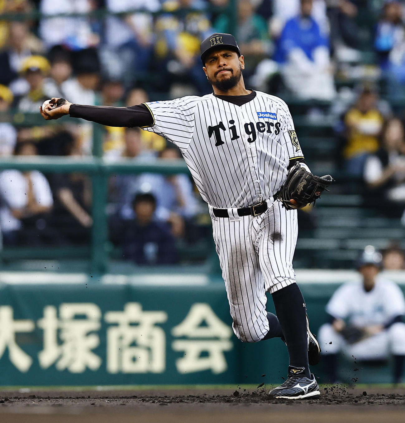 阪神対DeNA 1回表DeNA無死、桑原将志の三ゴロで好守を見せるヘルナンデス（撮影・藤尾明華）