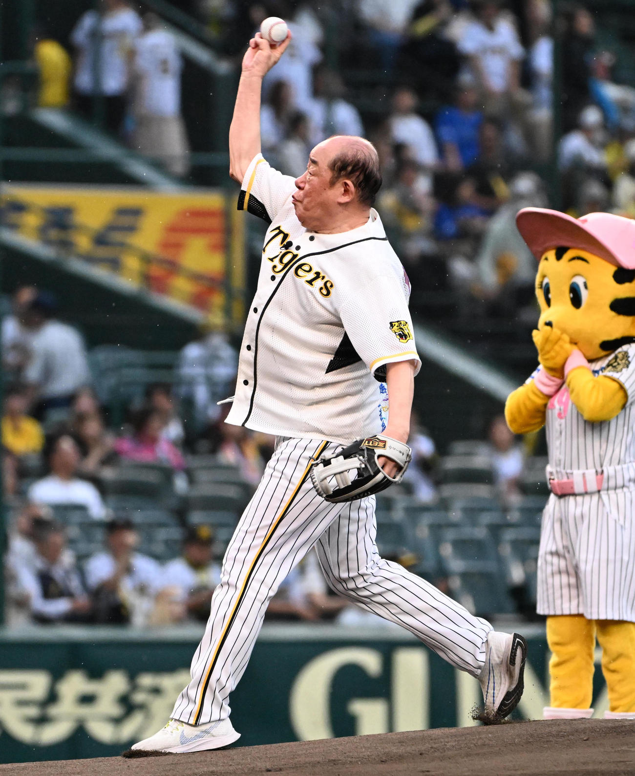 阪神対DeNA　ファーストピッチセレモニーを務める島田一の介（撮影・石井愛子）