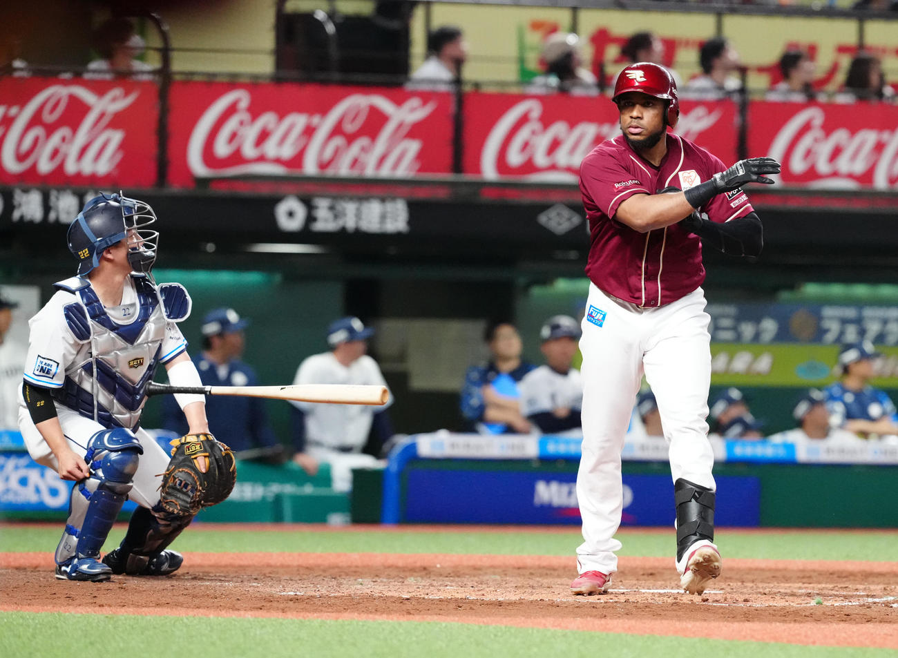 西武対楽天　4回表楽天2死二塁、2点本塁打を放ったフランコ（撮影・江口和貴）
