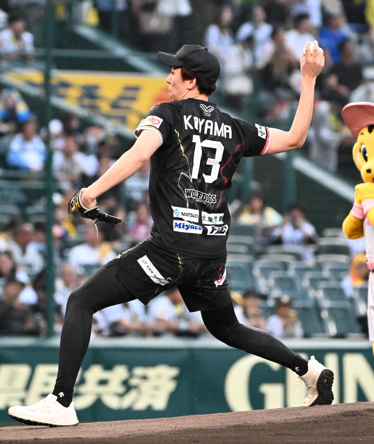 阪神対DeNA　始球式に登場したバレーボールのウルフドッグス名古屋の小山貴稀（撮影・石井愛子）