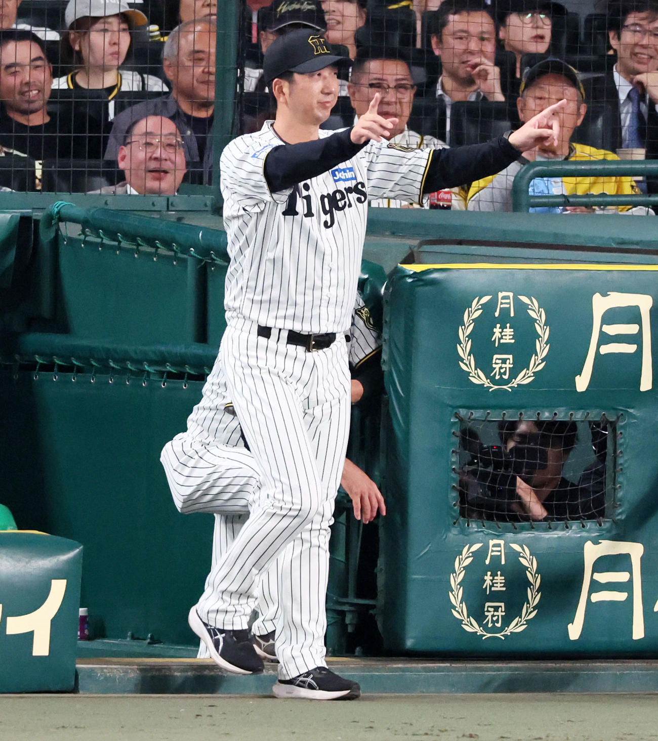 阪神対DeNA 7回表DeNA2死満塁、藤川監督は度会の本塁判定にリクエストする（撮影・加藤哉）