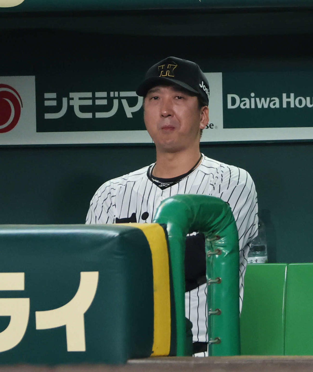 阪神対DeNA　厳しい表情で試合を見守る阪神藤川監督（撮影・西尾就之）
