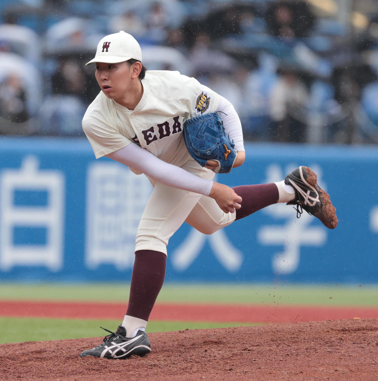早大対慶大　先発した早大・伊藤樹（撮影・柴田隆二）