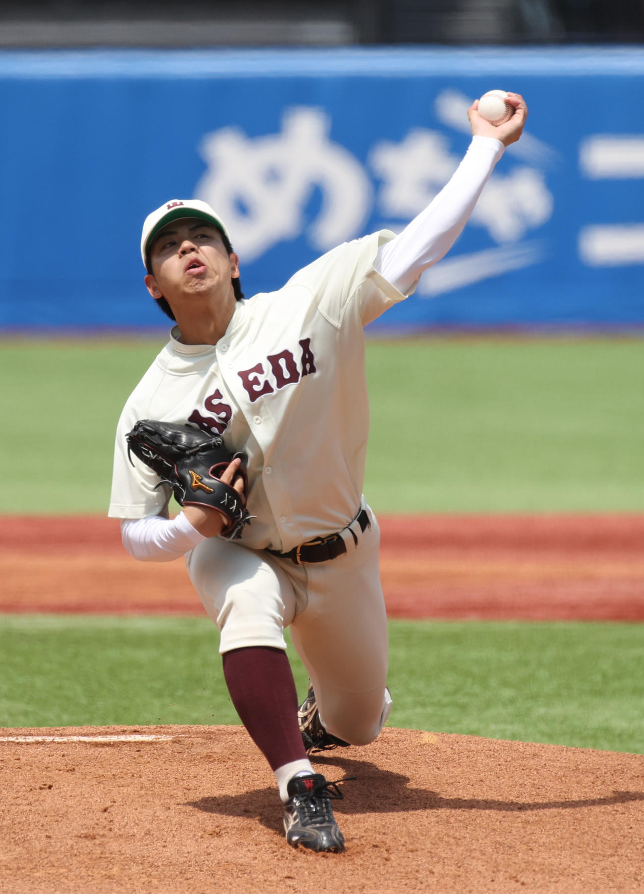 慶大対早大　先発した早大・宮城（撮影・柴田隆二）