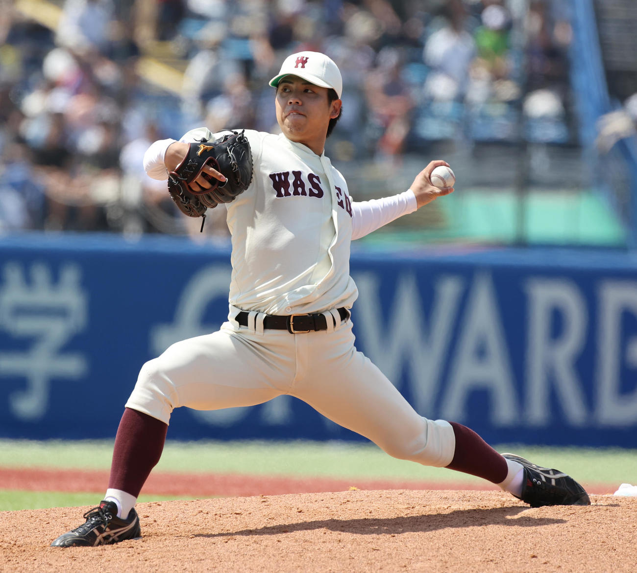 慶大対早大　先発した早大・宮城（撮影・柴田隆二）