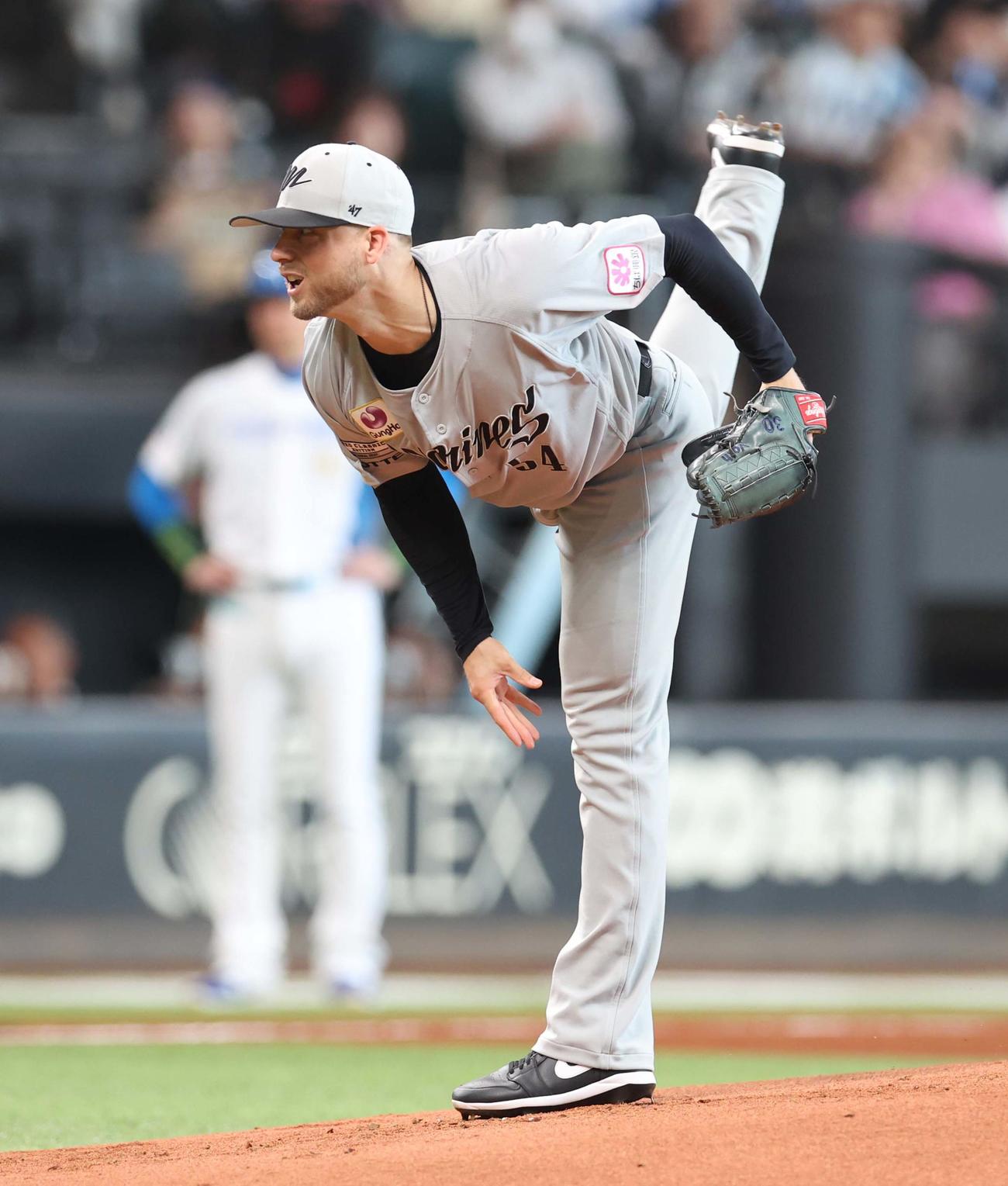 日本ハム対ロッテ　ロッテ先発のボス（撮影・黒川智章）