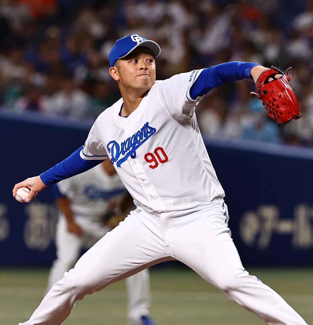 中日対巨人　中日3番手の松山（撮影・上田博志）
