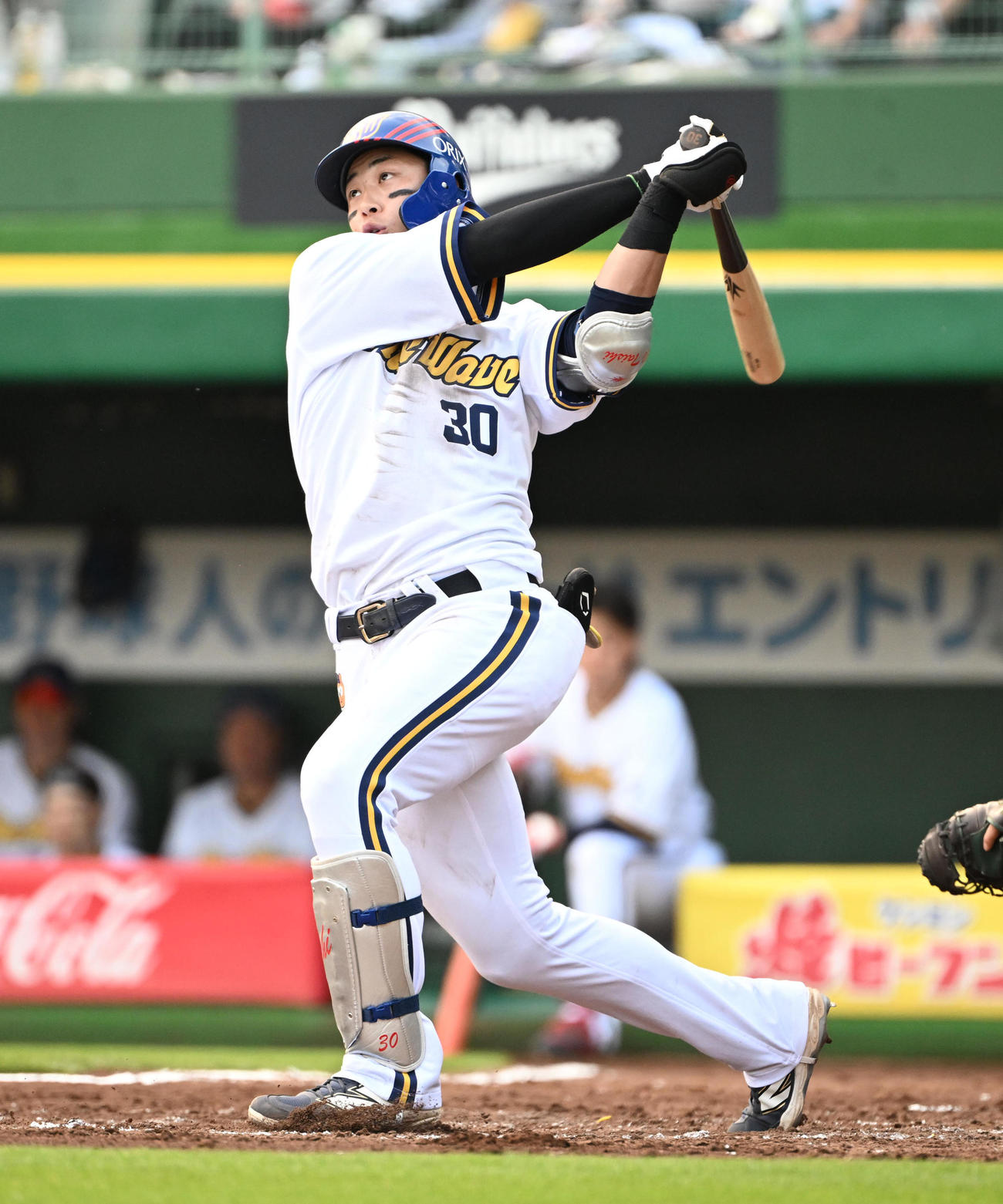 オリックス対西武　3回裏オリックス無死二塁、広岡は左越え2点本塁打を放つ（撮影・石井愛子）
