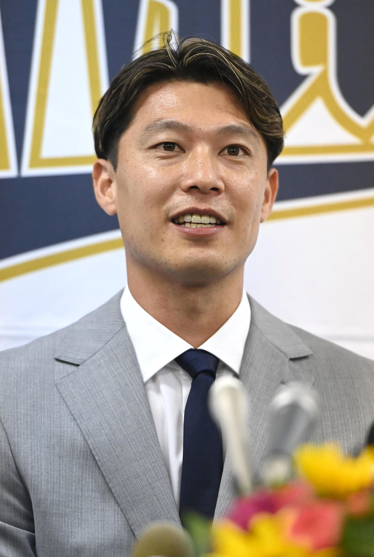 入団会見をするオリックスの岩崎（撮影・石井愛子）