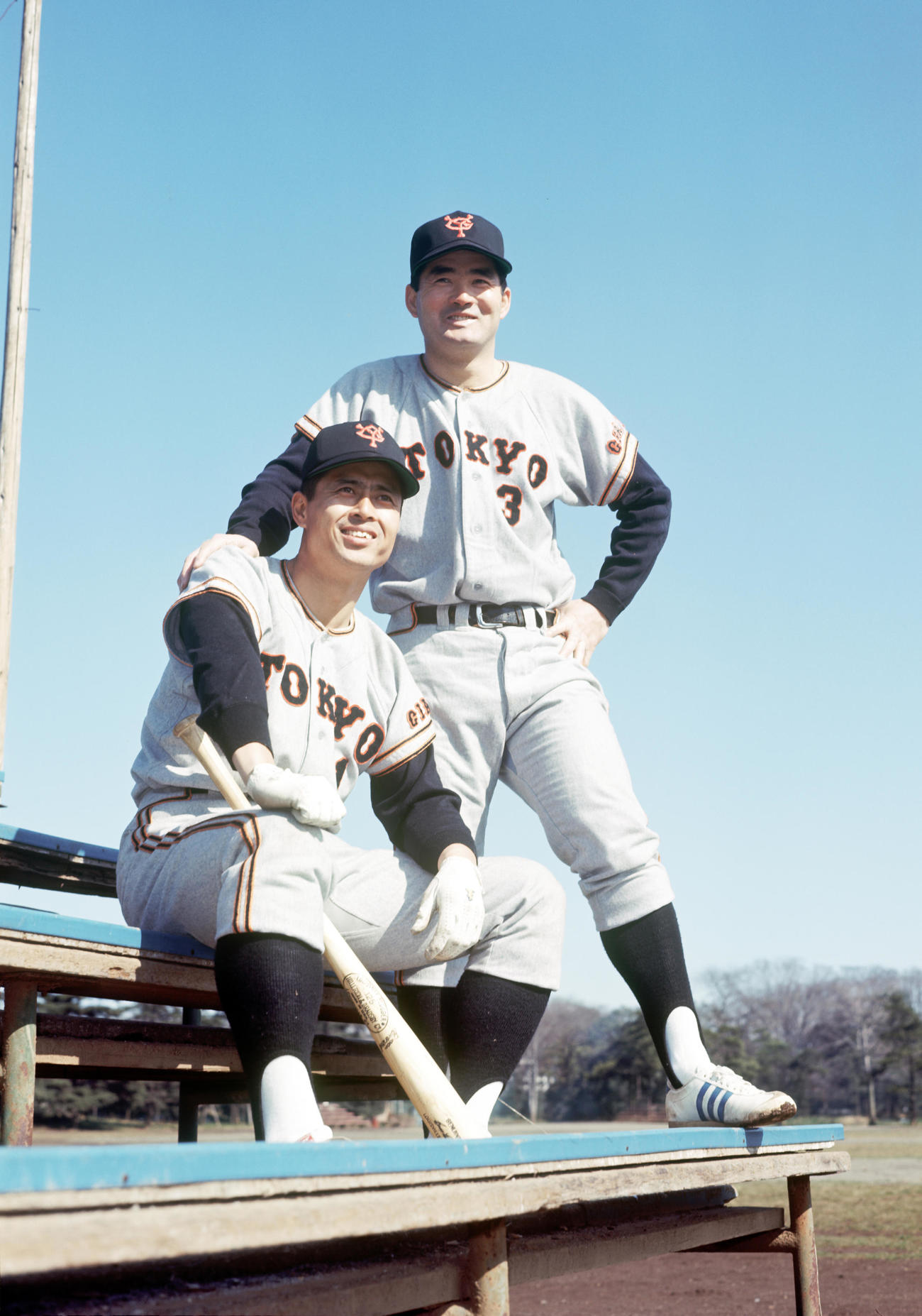 1967年、巨人長嶋茂雄氏（右）と王貞治氏