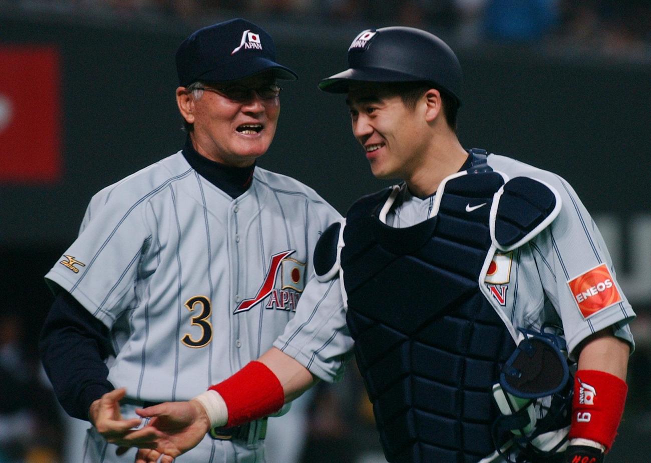 2003年11月7日、城島健司を迎える長嶋茂雄監督
