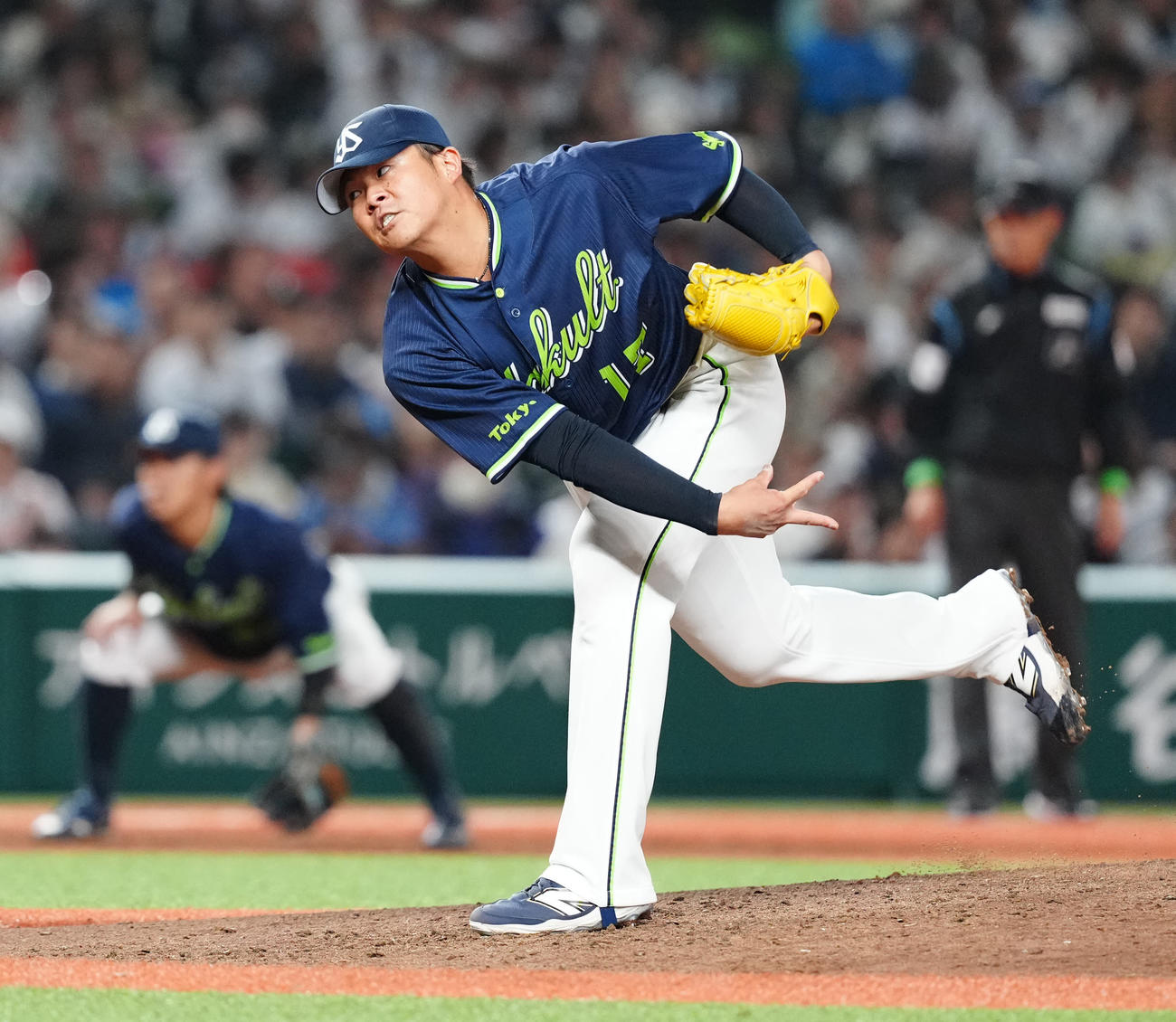 西武対ヤクルト　ヤクルト4番手の清水（撮影・江口和貴）