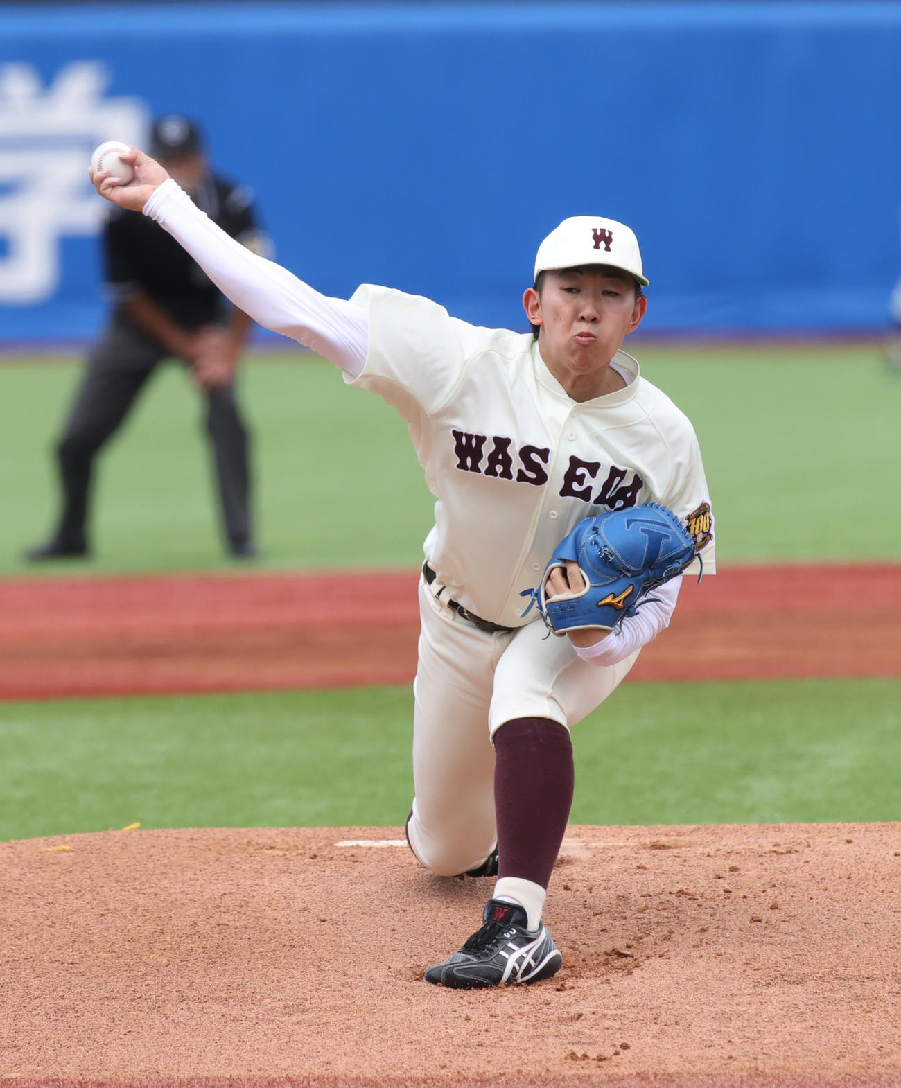 明大対早大　先発した早大・伊藤樹（撮影・柴田隆二）