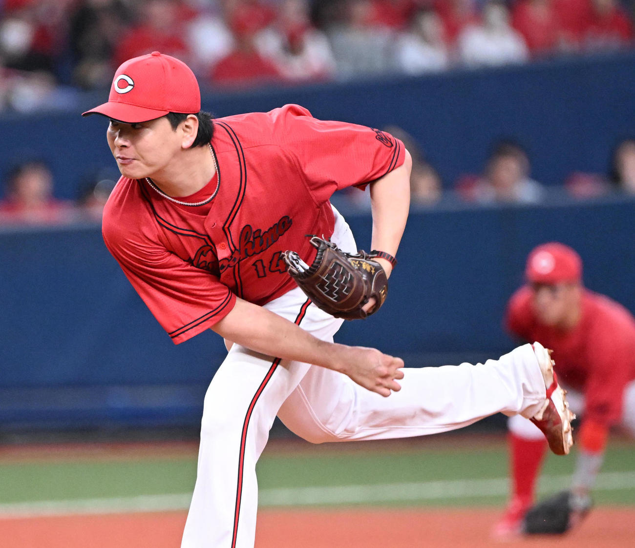 オリックス対広島　先発する広島大瀬良（撮影・和賀正仁）
