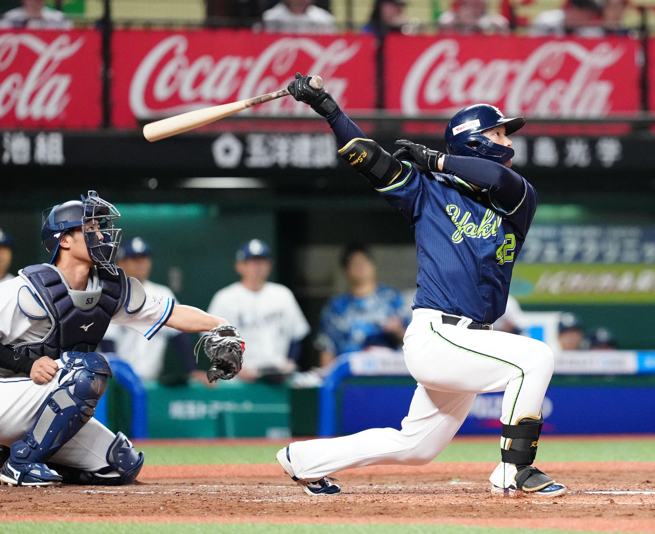 西武対ヤクルト　4回表ヤクルト2死、チーム3点目となるソロ本塁打を右越えに放つ沢井（撮影・江口和貴）