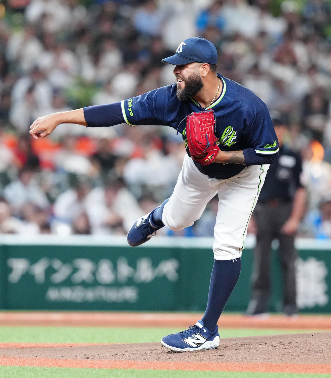 西武対ヤクルト　ヤクルト先発のアビラ（撮影・江口和貴）