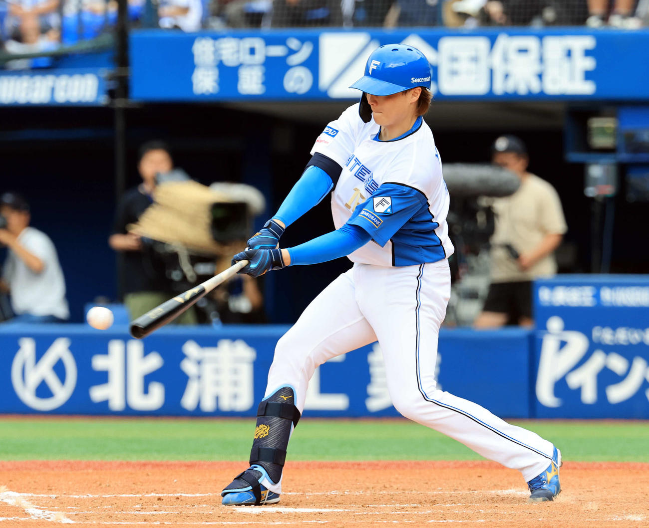 DeNA対日本ハム　7回表日本ハム1死満塁、山崎は2点適時打を放つ（撮影・浅見桂子）