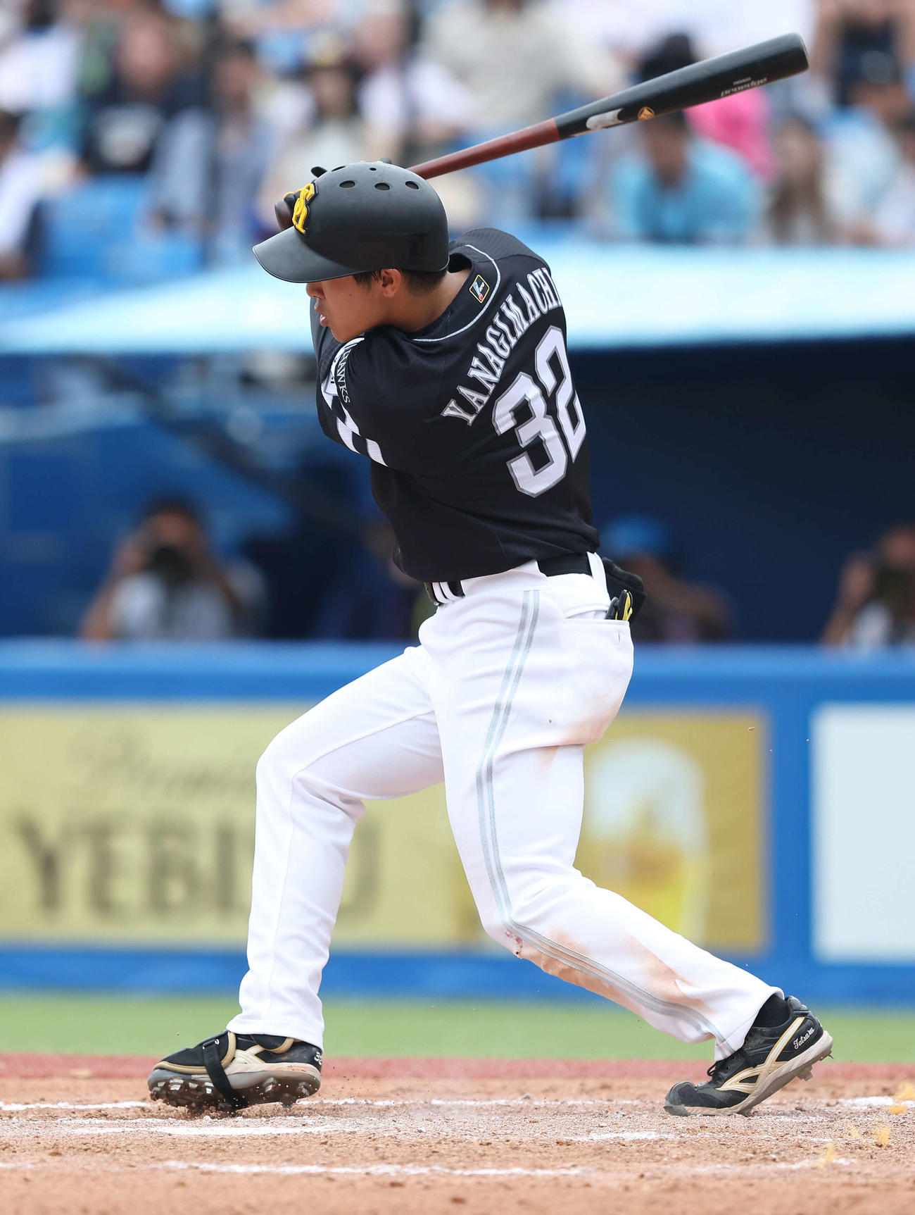 ヤクルト対ソフトバンク　6回表ソフトバンク2死二塁、右前適時打を放つ柳町（撮影・河田真司）