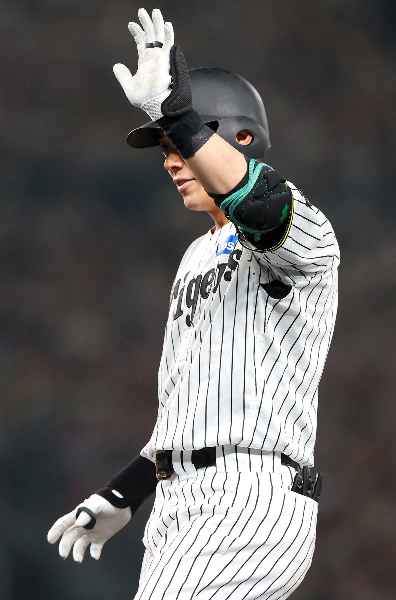 阪神対オリックス　6回裏阪神無死、代打豊田は右前打を放つ（撮影・上山淳一）