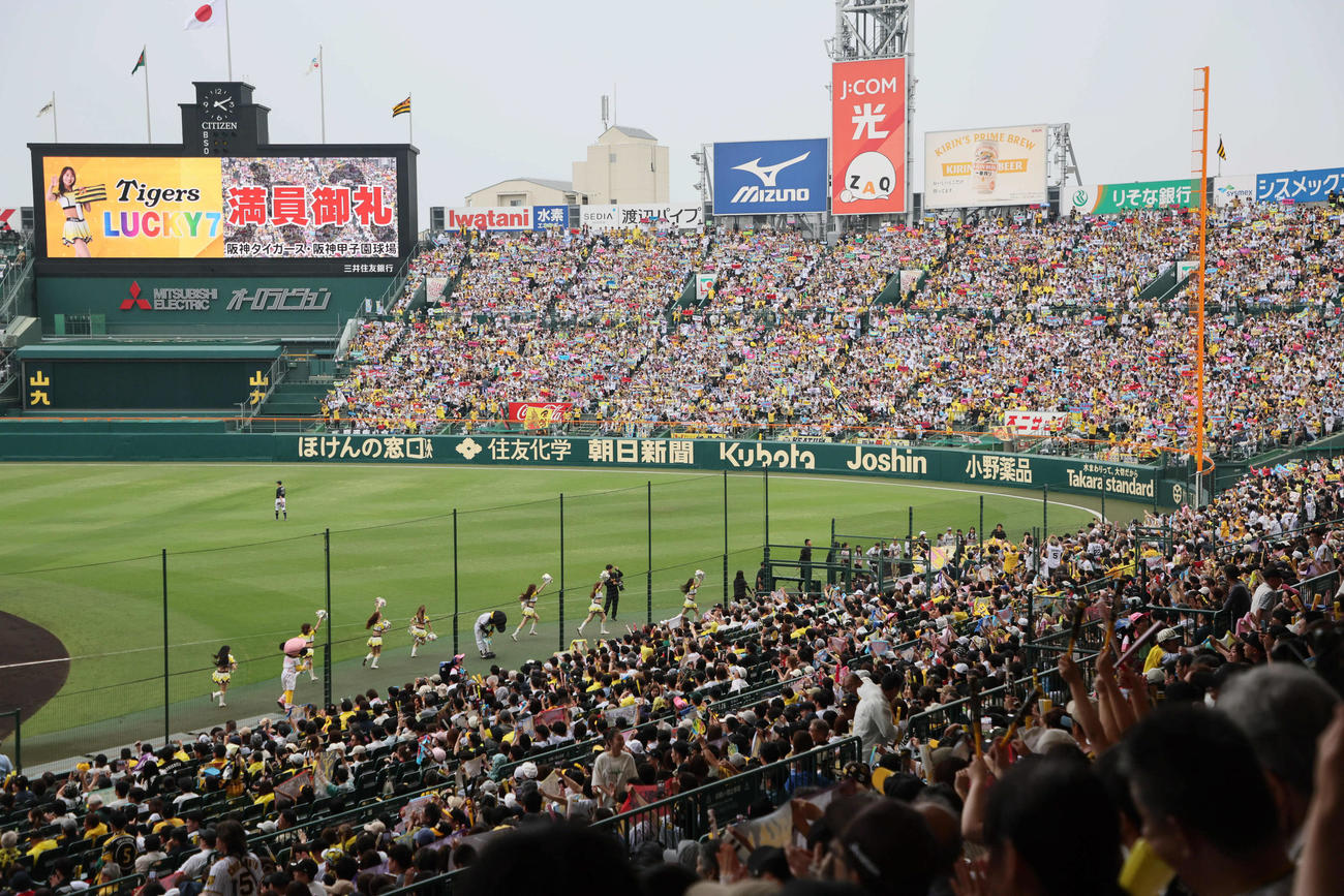 阪神対オリックス　関西対決で満員となった甲子園球場（撮影・宮崎幸一）
