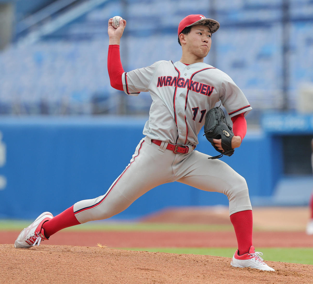 東海大九州対奈良学園大　奈良学園大先発の八木（撮影・野上伸悟）