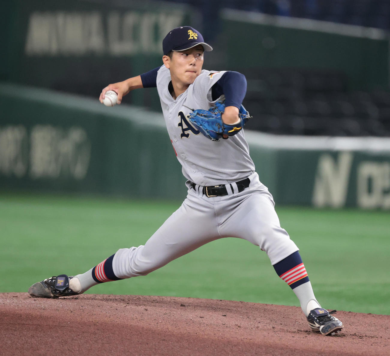 東海大対青森大　先発した青森大・坪田（撮影・柴田隆二）