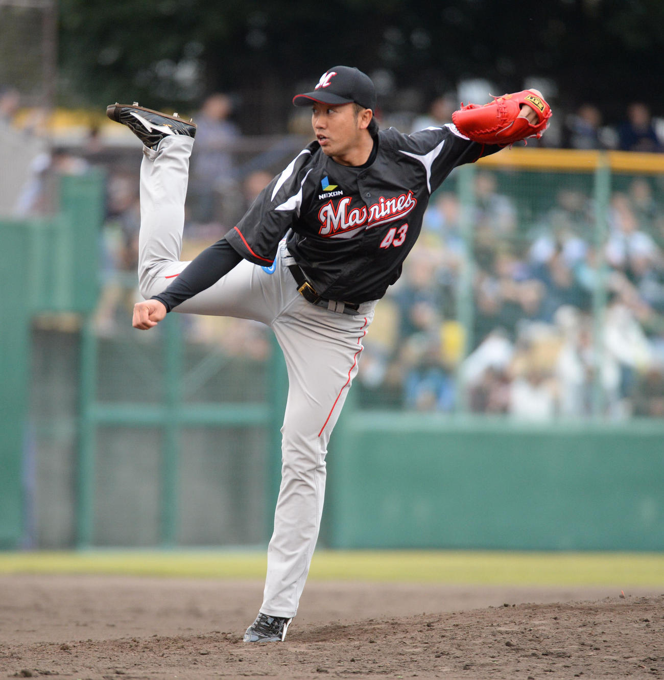 投球するロッテ黒沢翔太（2016年3月撮影）