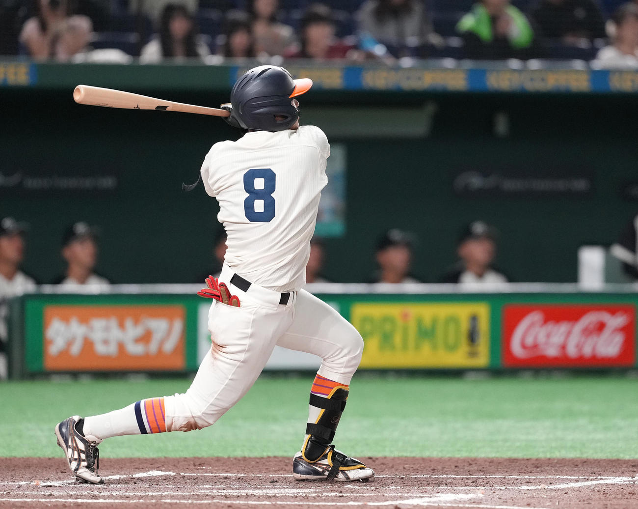 東北福祉大対九産大　3回表東北福祉大2死満塁、先制の左越え満塁本塁打を放つ垪和（撮影・鈴木みどり）