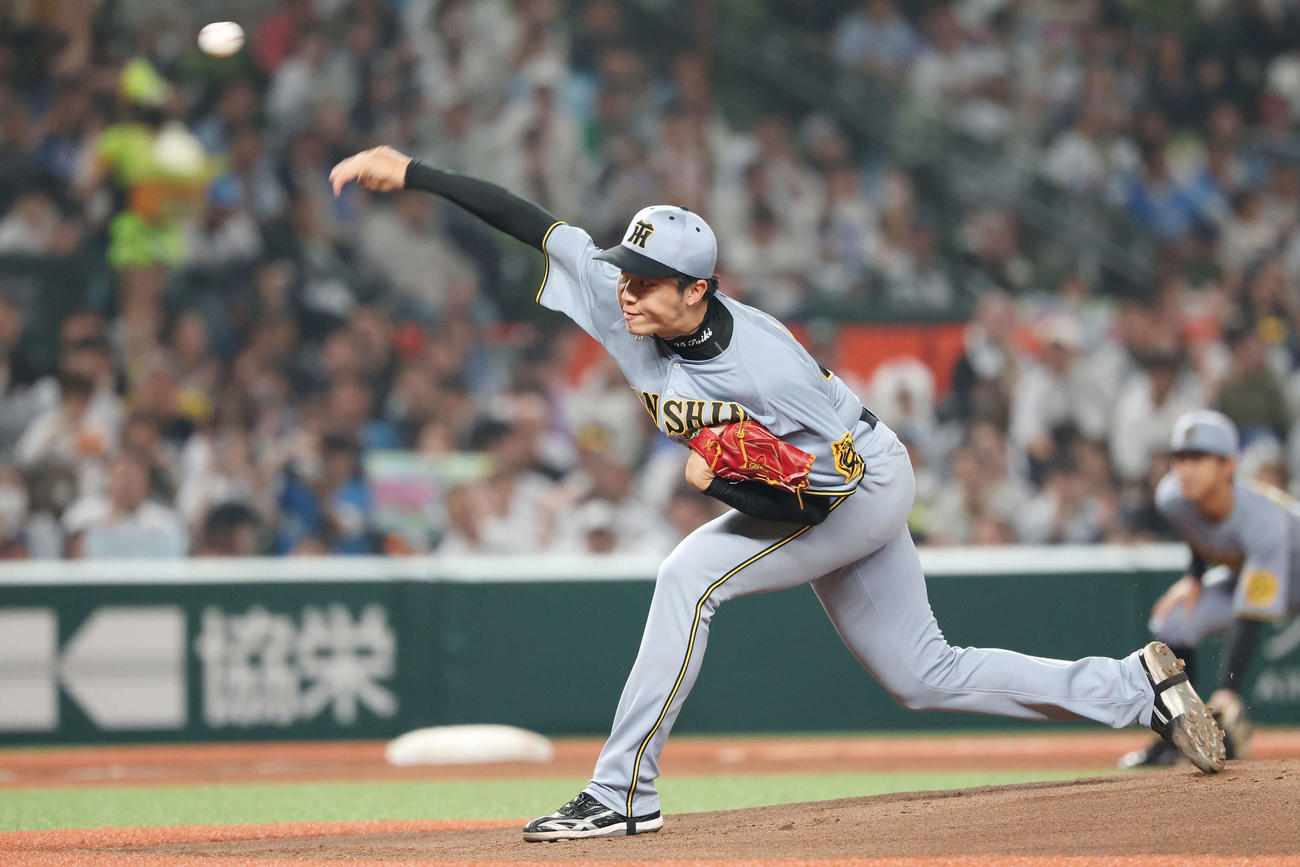 西武対阪神　阪神先発の才木（撮影・宮地輝）