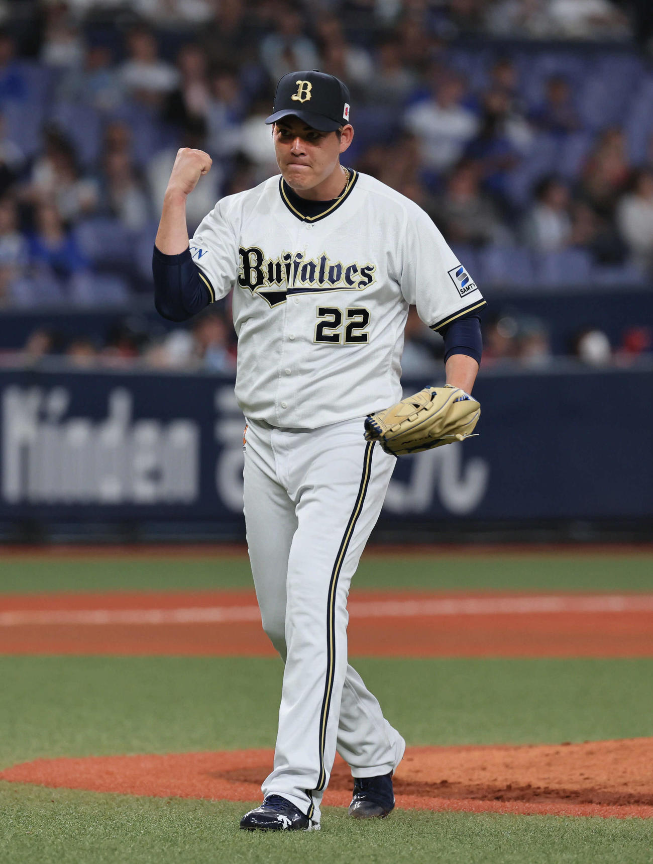 オリックス対DeNA 5回表DeNA2死、九里は佐野を空振り三振にとり、通算1000奪三振達成する（撮影・宮崎幸一）