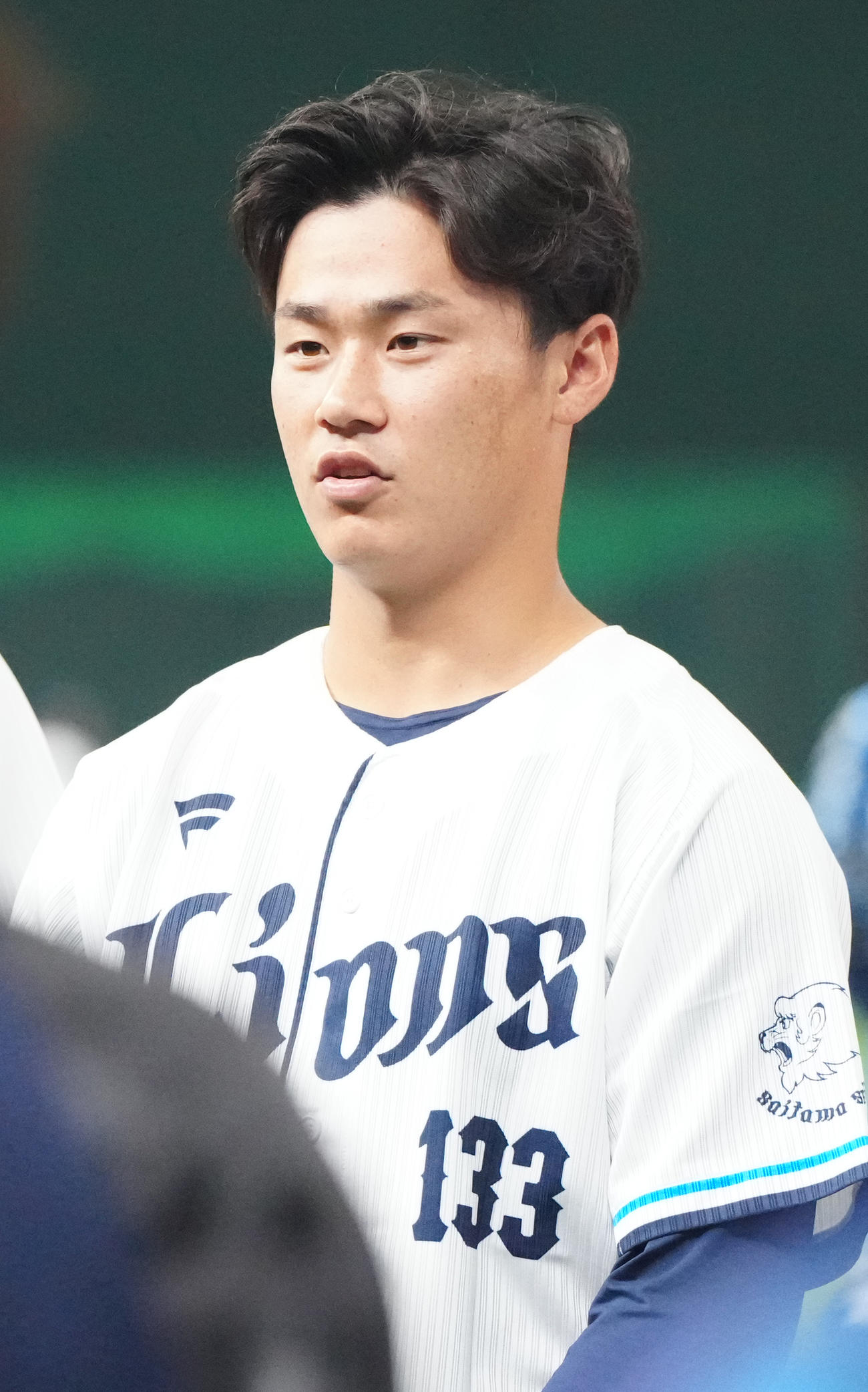 西武対阪神　試合前の1軍練習に参加する西武育成の佐藤爽（撮影・江口和貴）