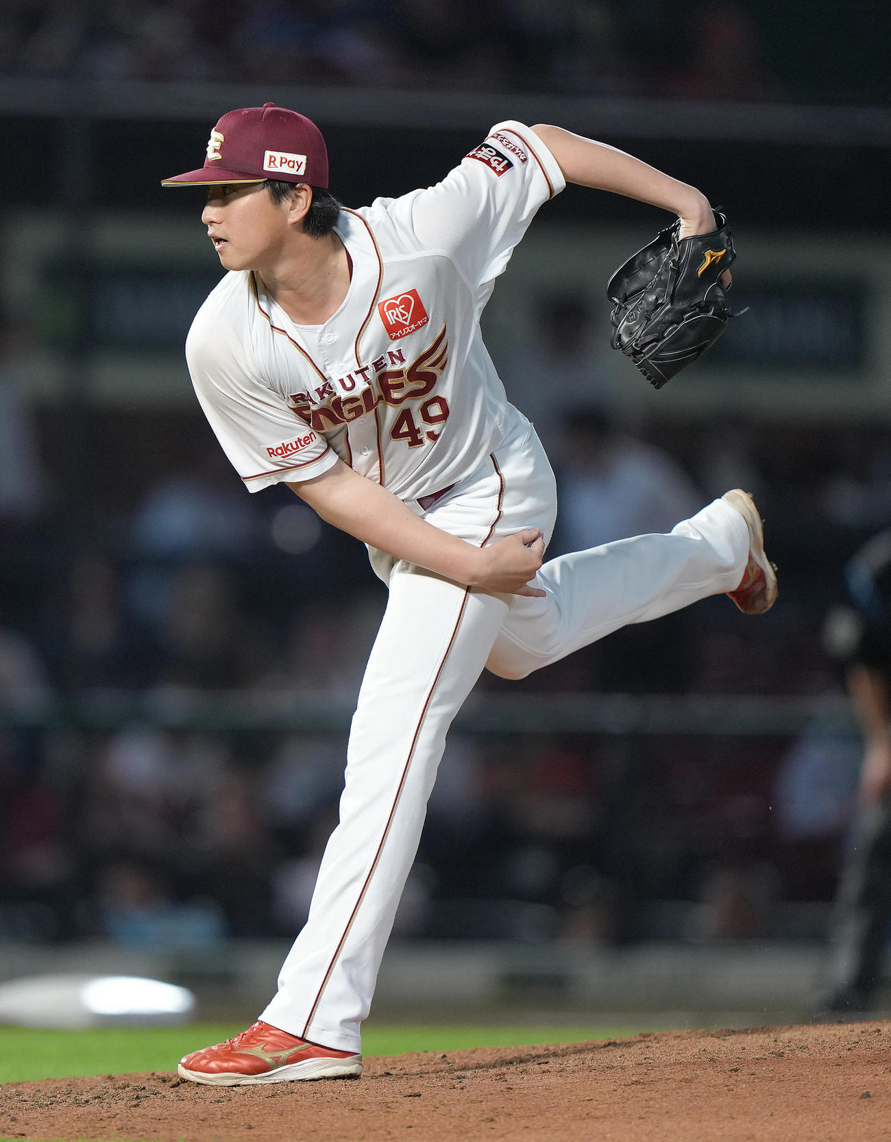 楽天対中日　6回から登板した楽天西垣（撮影・足立雅史）