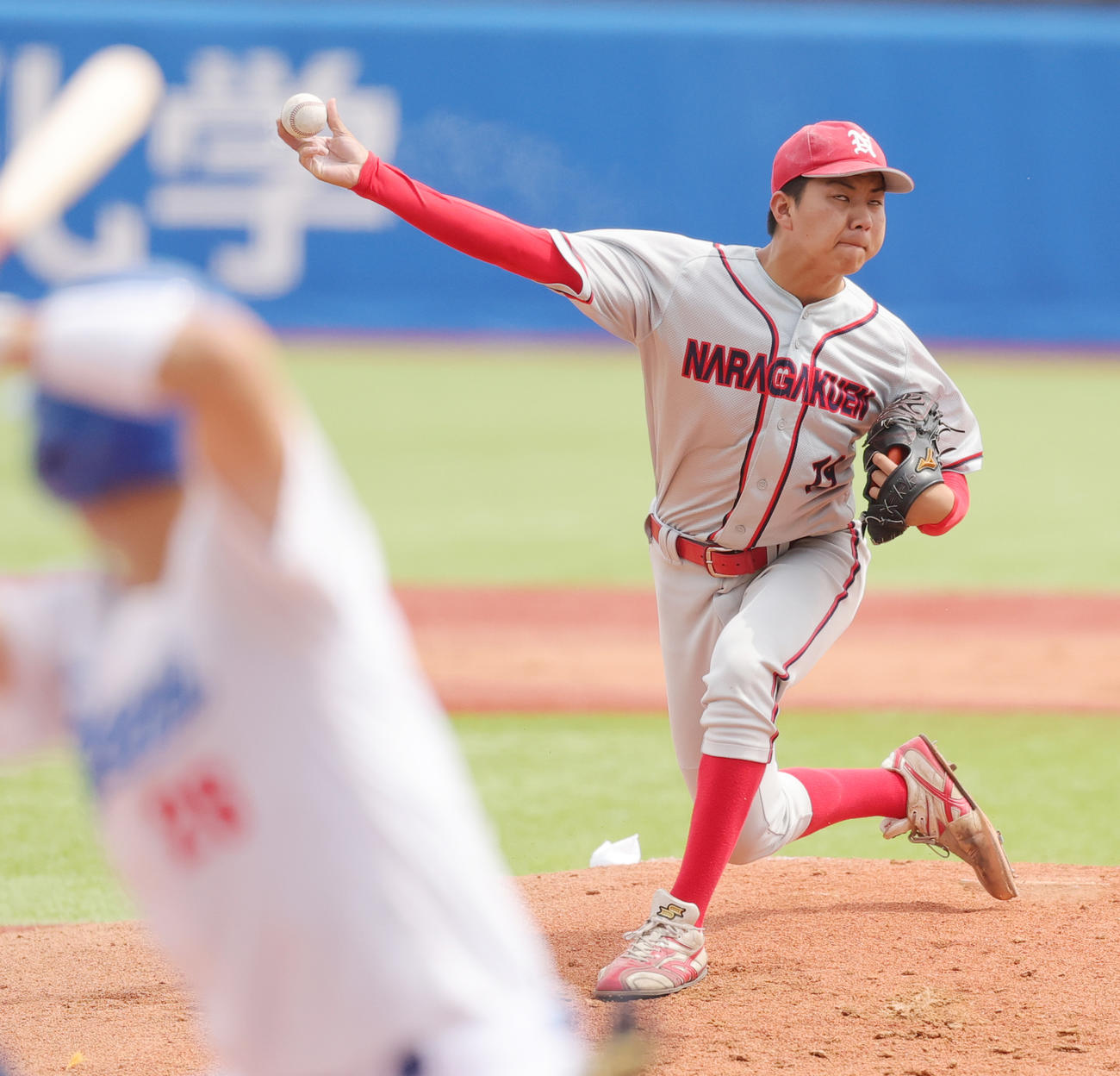青学大対奈良学園大　奈良学園大先発の矢川（撮影・野上伸悟）