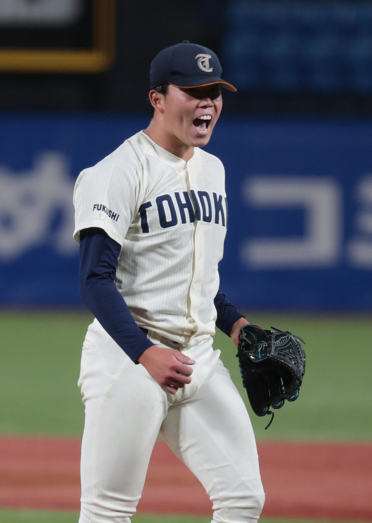東北福祉大対東日本国際大　先発した東北福祉大・堀越（撮影・柴田隆二）