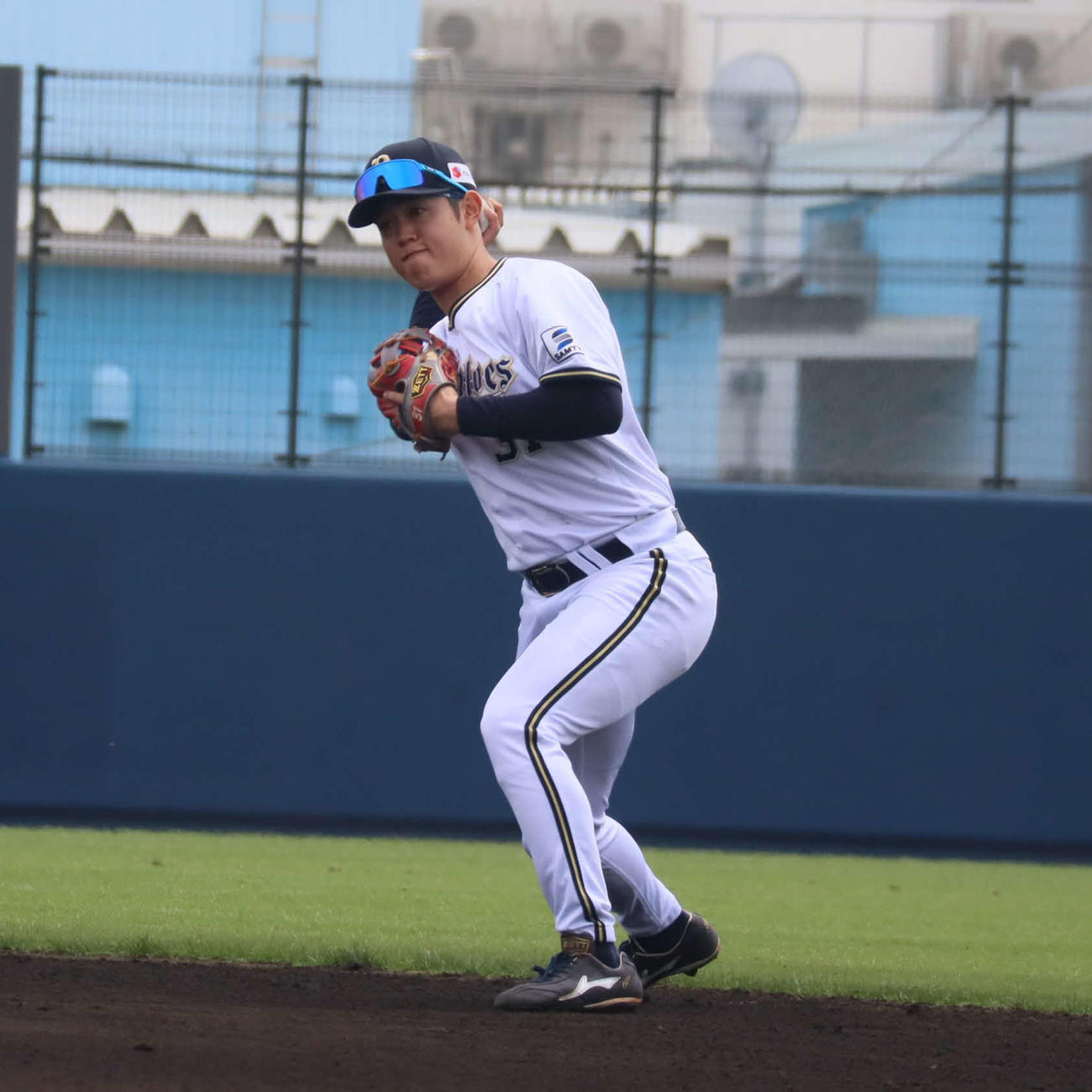 ウエスタン・リーグ中日戦に「3番二塁」で出場した太田椋内野手（撮影・村松万里子）＝2025年6月12日、杉本商事BS