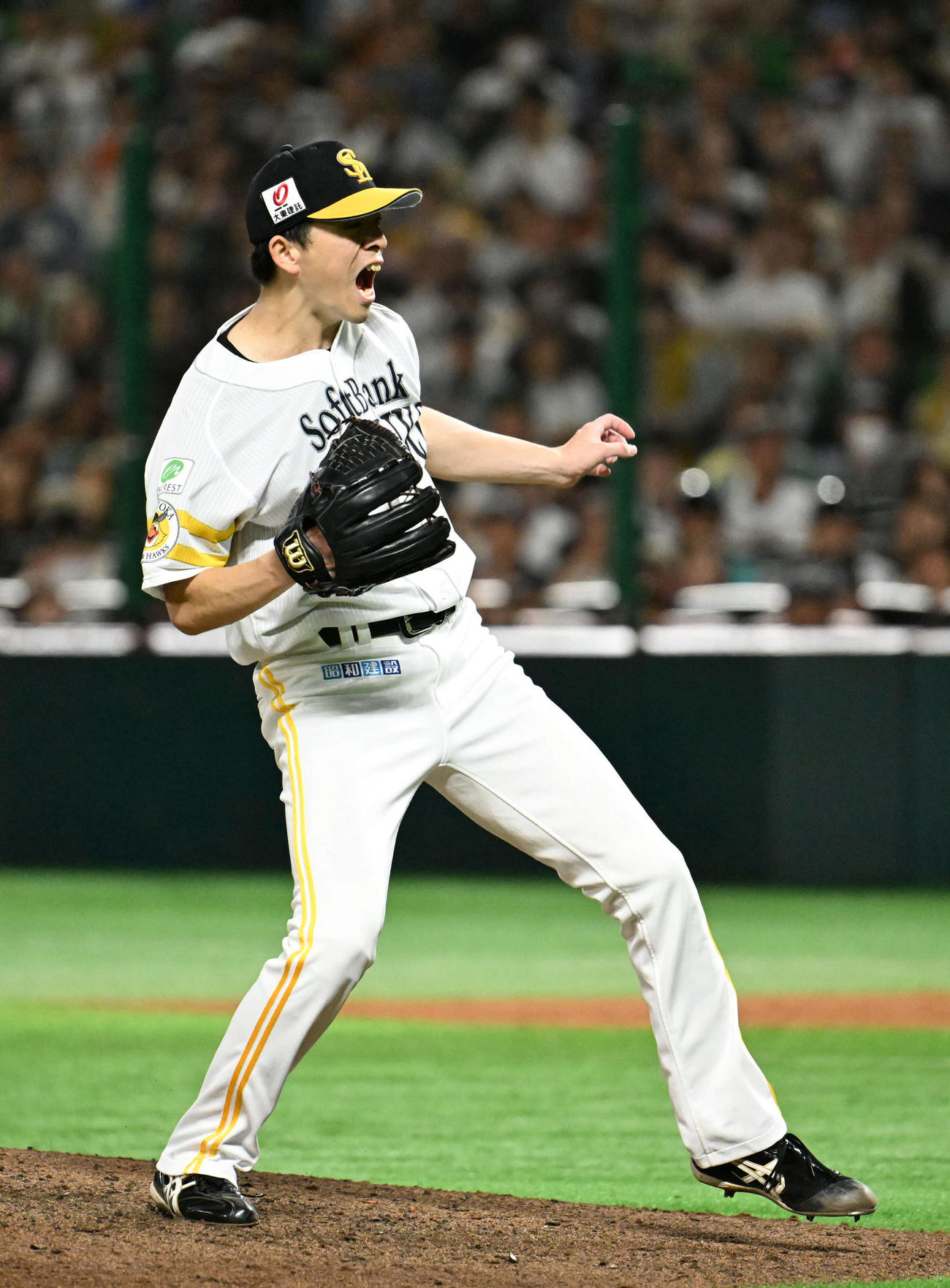 ソフトバンク対巨人　8回まで無失点の好投を見せる大関（撮影・林敢治）