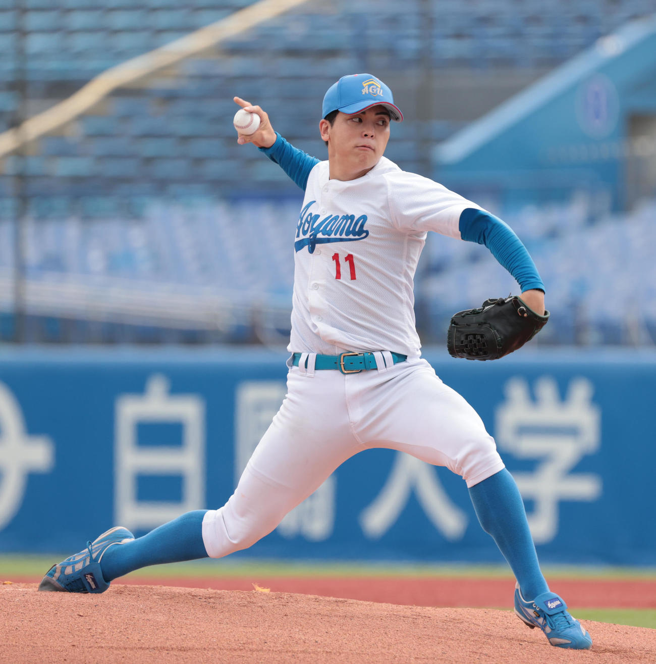 東北福祉大対青学大　先発した青学大・中西（撮影・柴田隆二）