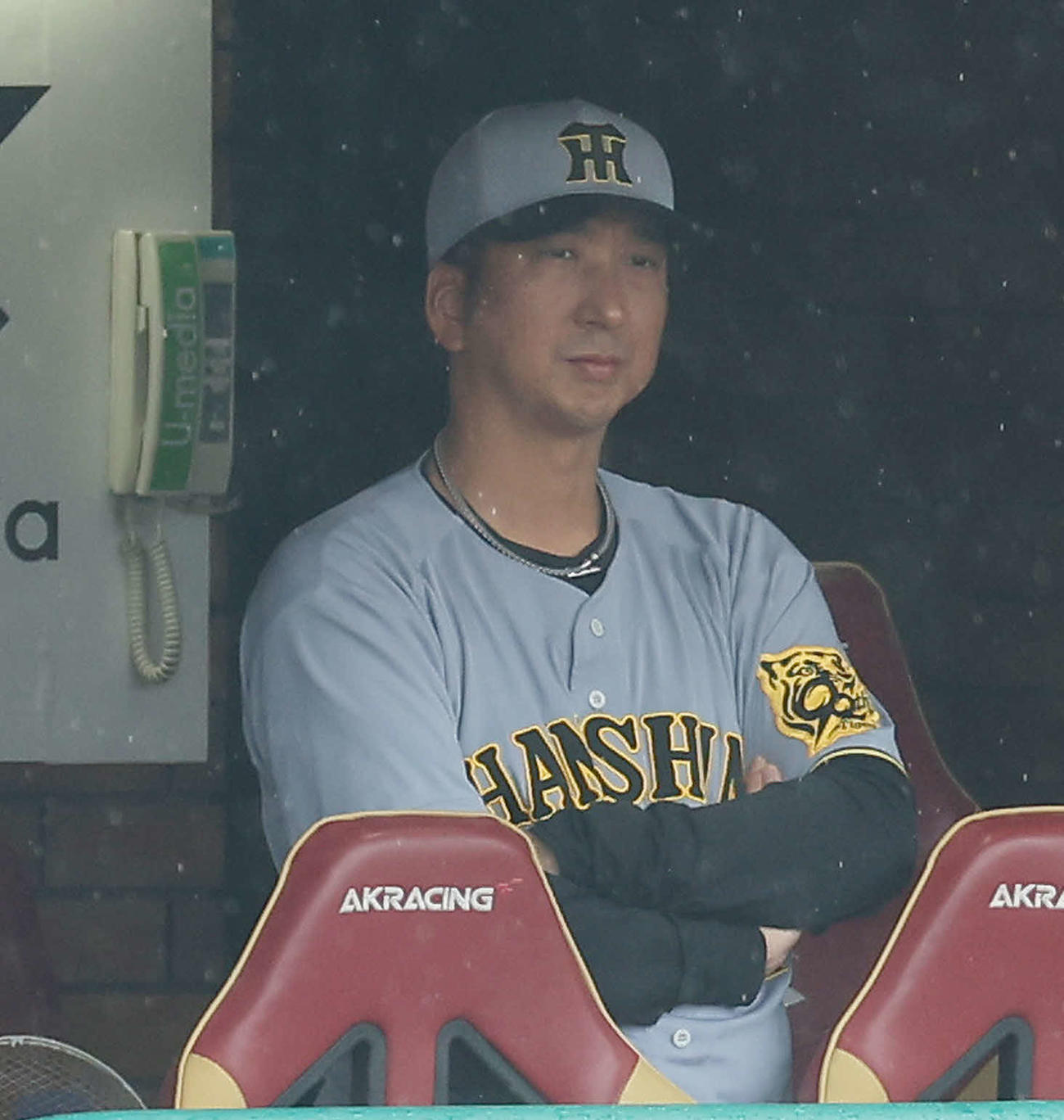 楽天対阪神　3回表、戦況を見守る藤川監督（撮影・河田真司）