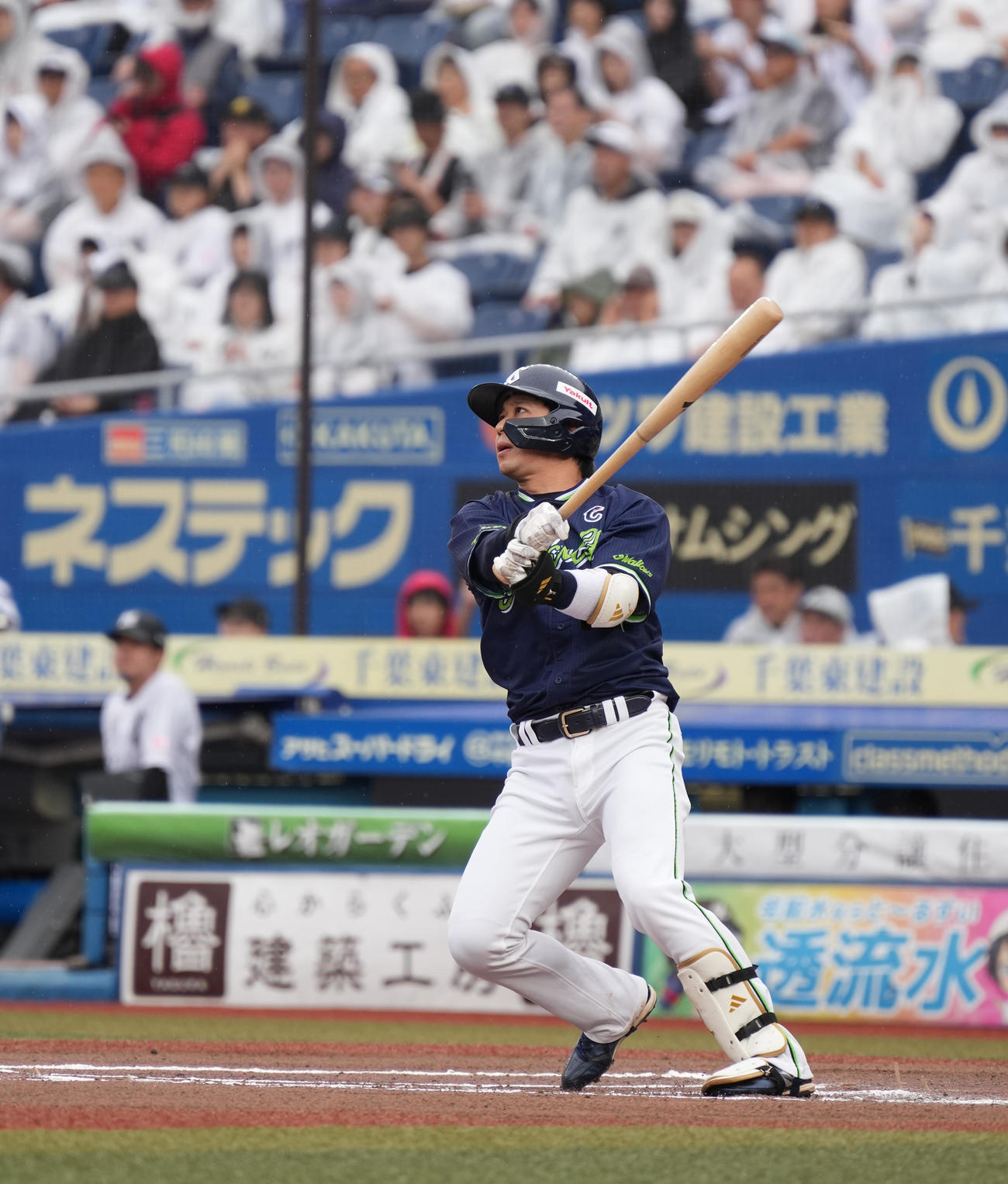 ロッテ対ヤクルト　6回表ヤクルト2死、山田は左越えにソロ本塁打を放つ（撮影・小沢裕）