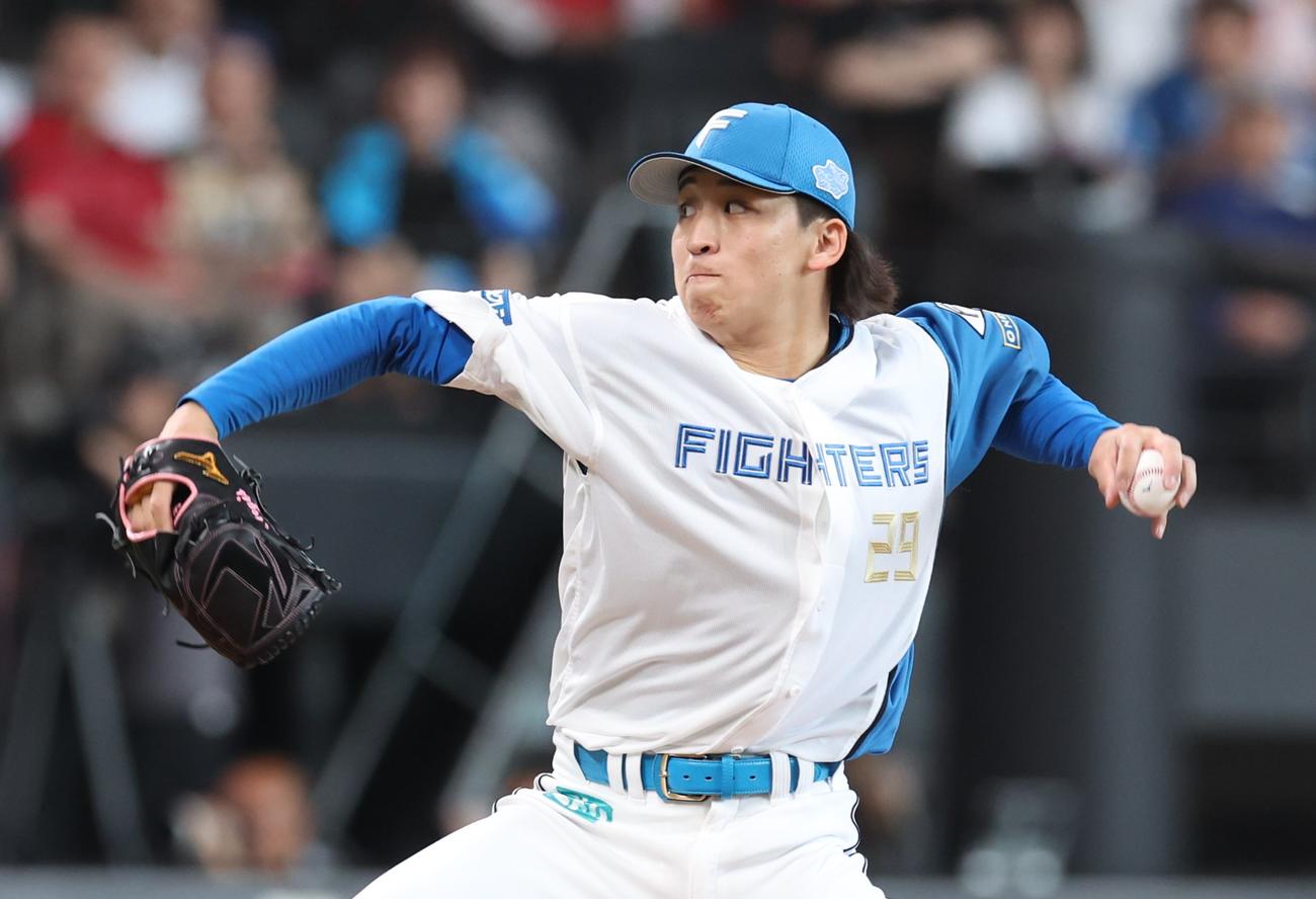 日本ハム対広島　6回無失点でプロ初勝利を挙げた細野（撮影・黒川智章）