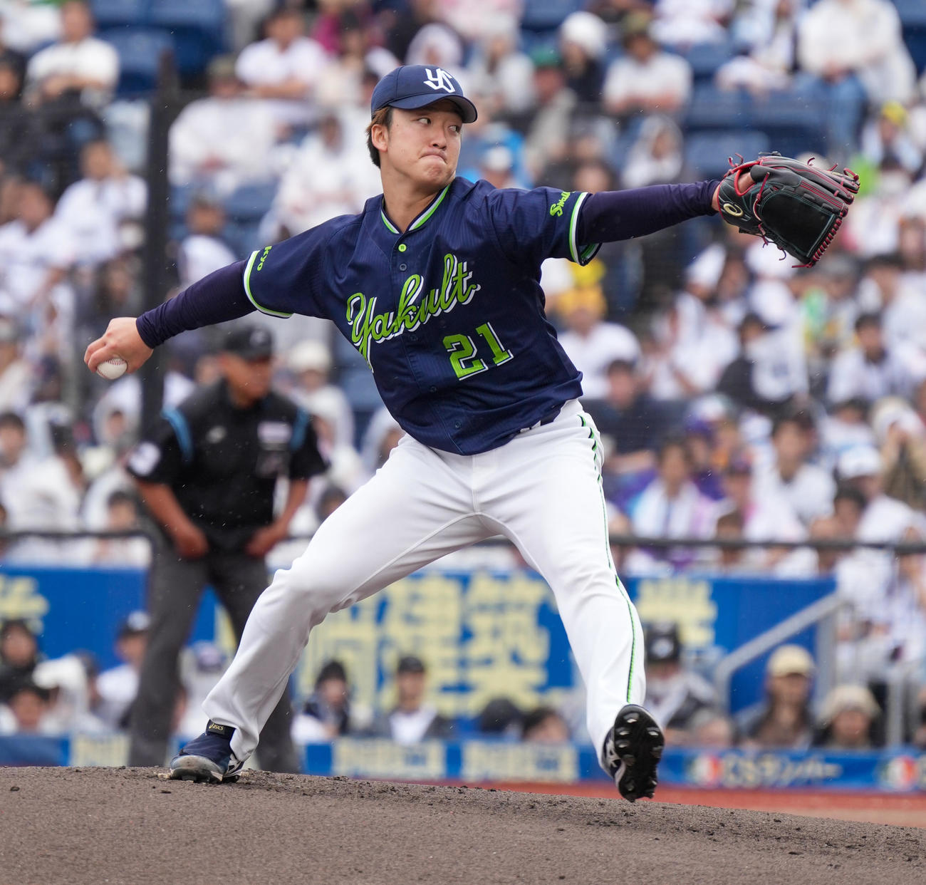 ロッテ対ヤクルト　ヤクルト先発の吉村（撮影・小沢裕）